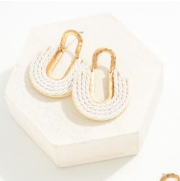 NWT Rope Embellished Abstract Earrings - Picture 2 of 2